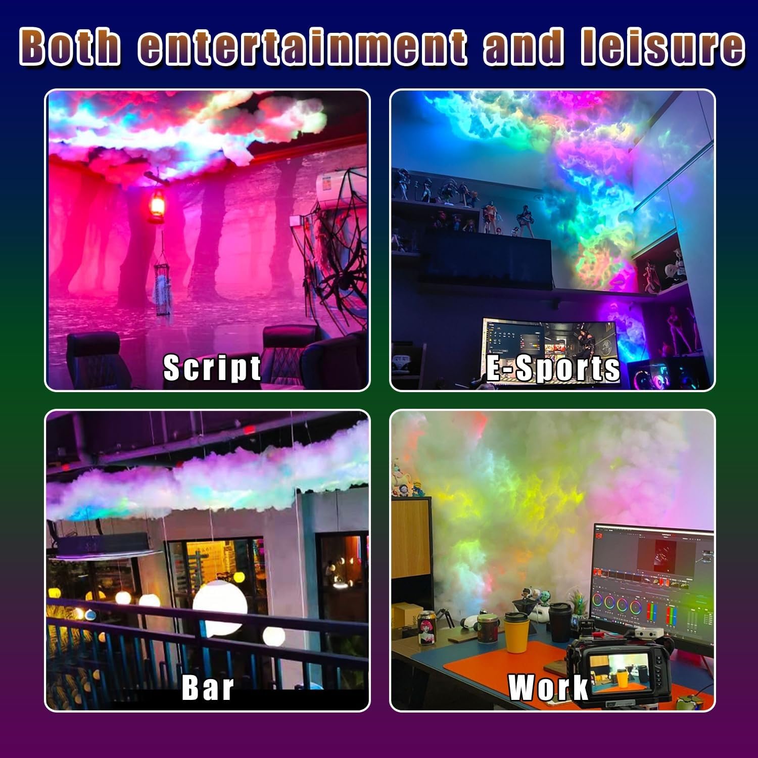 3D RGB-Gewitterwolken-Licht, 4,9 M Lange, Farbenfrohe Baumwoll-Blitzwolken-Nachtlichter, Stimmungsvolle Wandleuchte Mit Musiksynchronisation Und Farbwechsel For Zimmer, Zuhause Und Partys