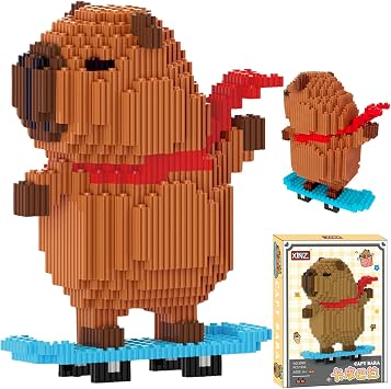 Capybara Building Blocks, 1650 PCS Capybara Mini Building Block Sets, Capibara Micro Building Blocks with Skateboard, Party Favors Birthday Gifts for Adults