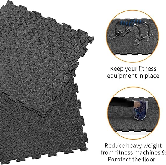 Large 60cm x 60cm Black Interlocking Caravan Awning Floor Mat Camping Picnic Garden Outdoor/Indoor Non Slip Floor Matting 10mm thick (4 Mats-16 square feet)