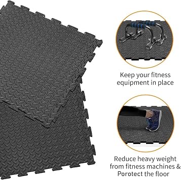 Large 60cm x 60cm Black Interlocking Caravan Awning Floor Mat Camping Picnic Garden Outdoor/Indoor Non Slip Floor Matting 10mm thick (4 Mats-16 square feet)