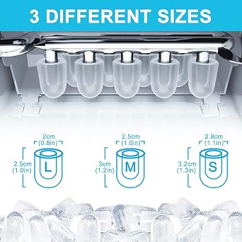 Countertop Ice Maker Machine, Chewable Bullet Small Portable Ice Machine for Home Office Bar Party, 33 Lbs, Stainless Steel & Black
