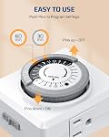 DEWENWILS24 Hour Cycle Plug-in Mechanical Timer, Indoor Timer for Electrical Outlets, 30-Minute Intervals, Dual 3 Prong Outlets, 125V 15A for Christmas Lights, Room Lights, ETL Listed, 1 Pack