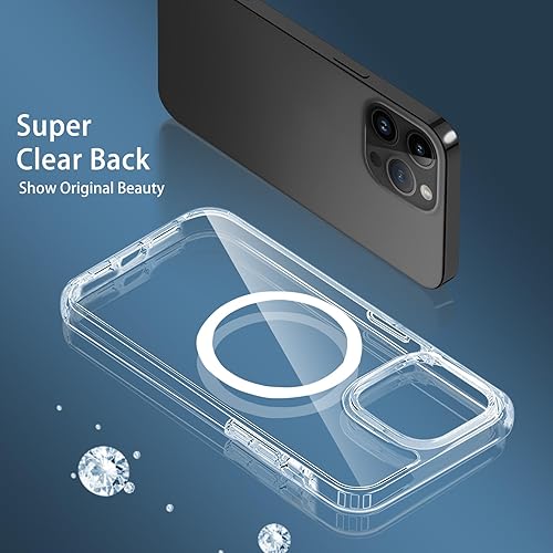 Miniatura 6 de Hsefo Funda magnética compatible con iPhone 13 Pro, compatible con carga inalámbrica MagSafe, parte trasera transparente antiarañazos, a prueba de