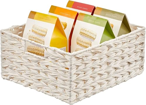 Miniatura 6 de mDesign Cesta organizadora de almacenamiento de alimentos para despensa de cocina de granja, organización de contenedores para armarios, estantes,