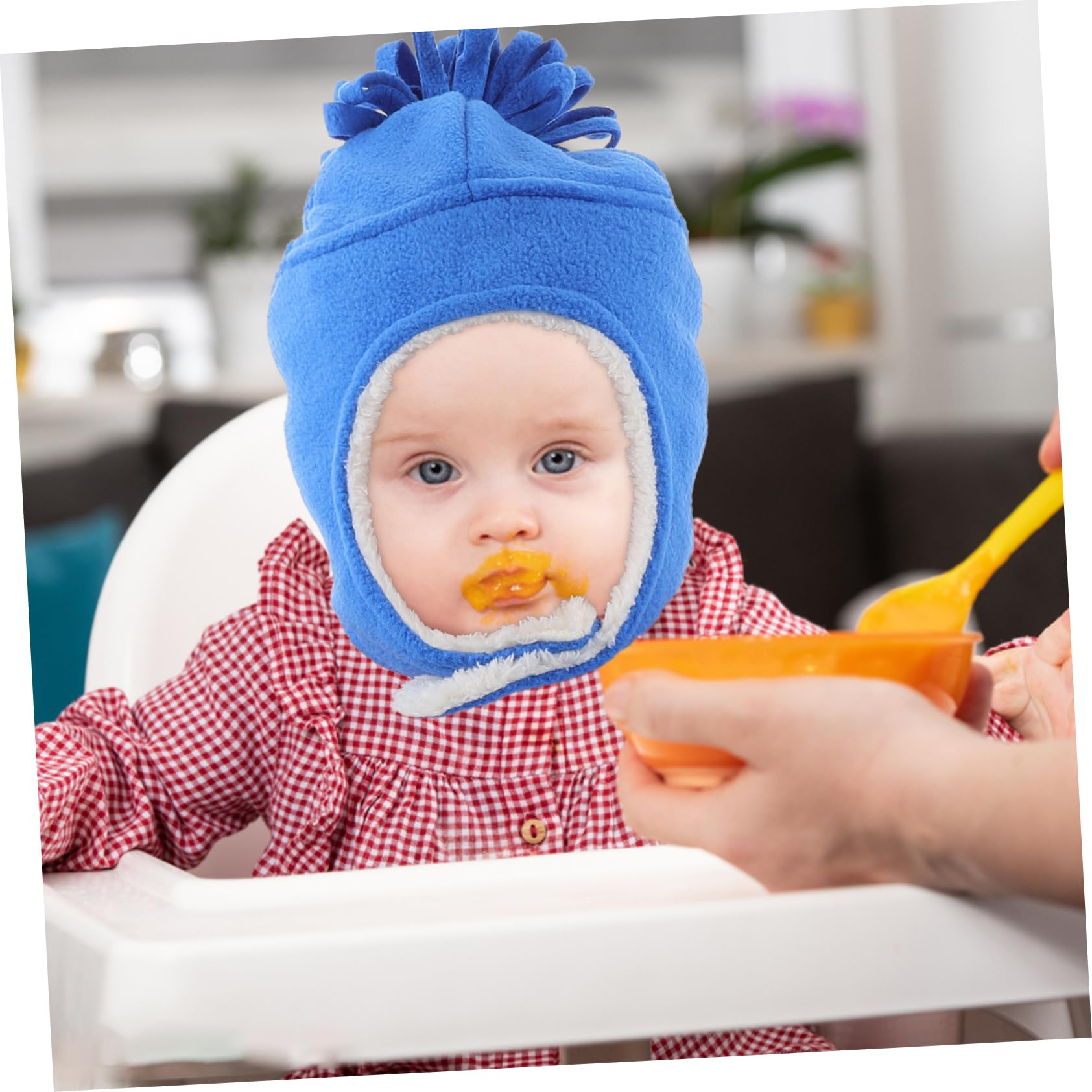 FRCOLOR Infant Ear Flap Caps for Boys and Girls Winter Hat and Mittens Set Newborn Hat and Gloves for Toddlers