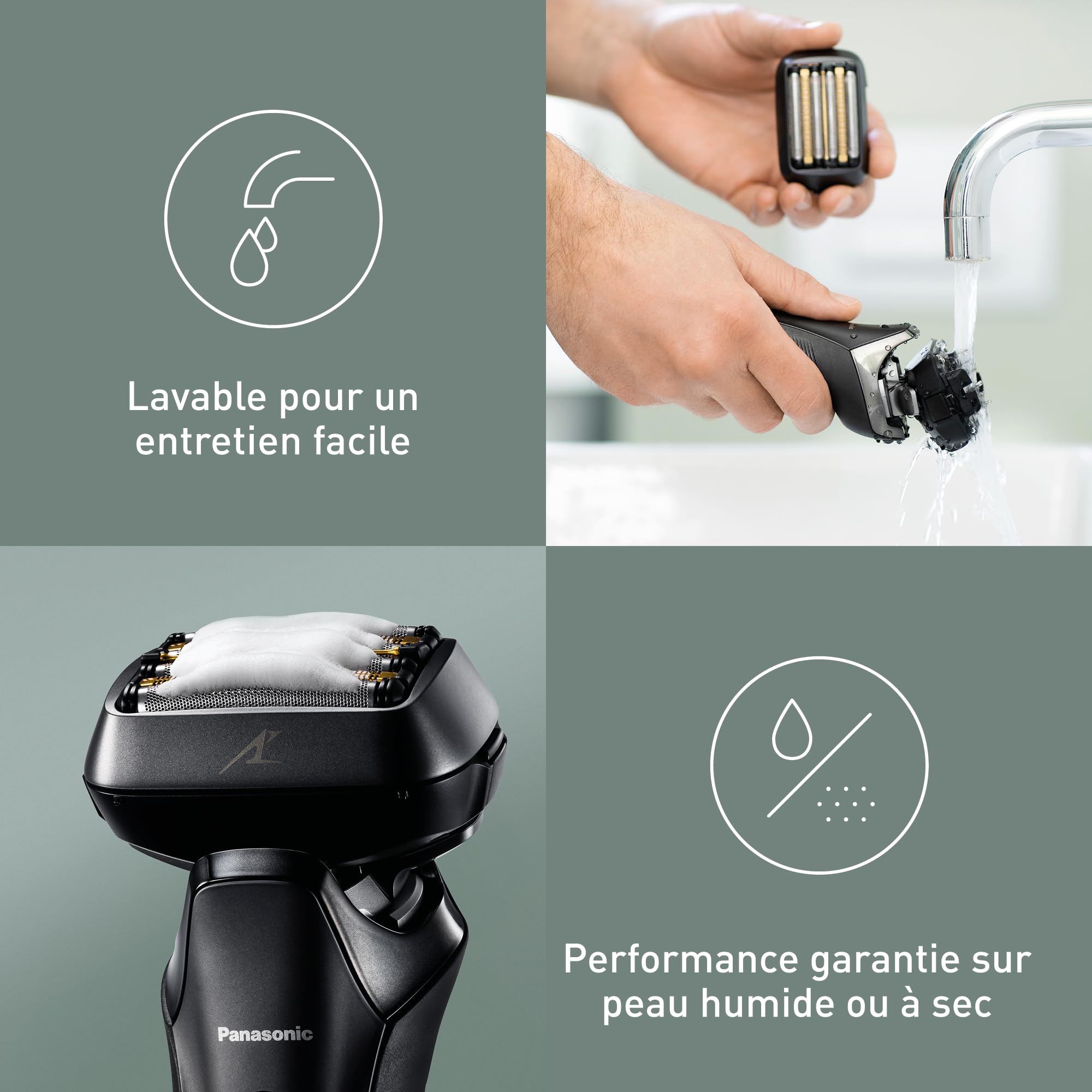 Panasonic ES-LS6A-K803 Rasoir Électrique pour Hommes Peau Sèche et Humide 6 Lames, sans Fil de Qualité Supérieure, Capteur de Barbe Réactif, Lames en Acier Japonais, tête Multi-Flex 22D, Noir Mat