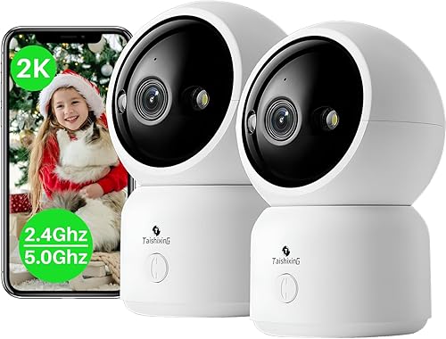 Miniatura 1 de 2 paquetes de cámaras de seguridad para interiores 2K, monitor de bebé y cámara para mascotas de 360 grados para seguridad del hogar, compatible con