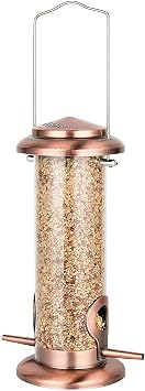 Bird Feeders for Outdoor 9" 2 Port Chew-Resistant,Copper-Plating,1PK