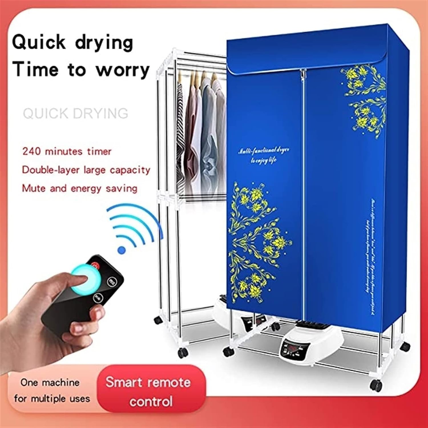 Clothes Dryer - Clothes Airer Electric, Dry Buddy (Remote Control), Clothes Drying Rack Indoor Energy Saving Clothes Airer Drying Wardrobe Digital Automatic Timer