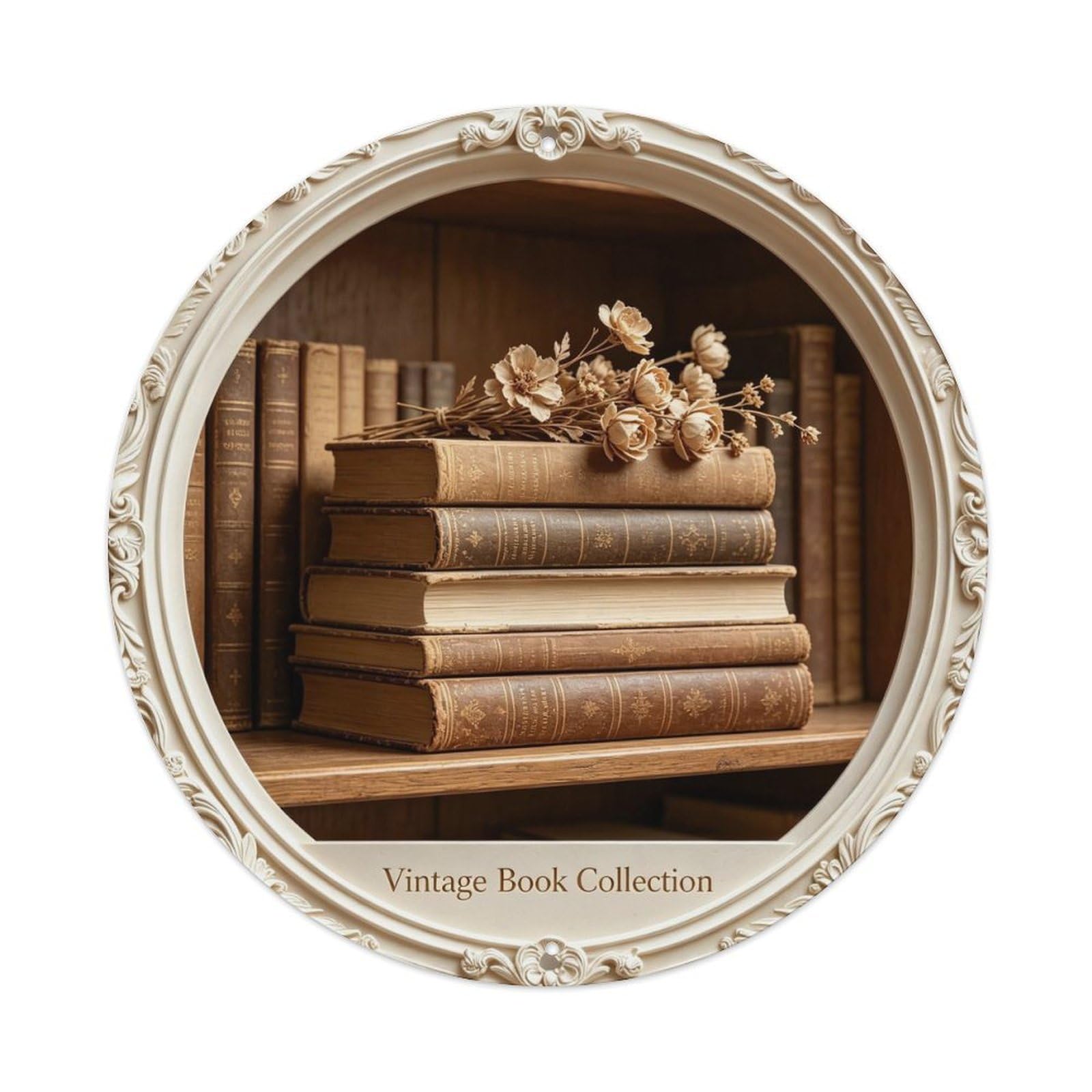 Vintage Book Collection Metal Tin Sign Plaque