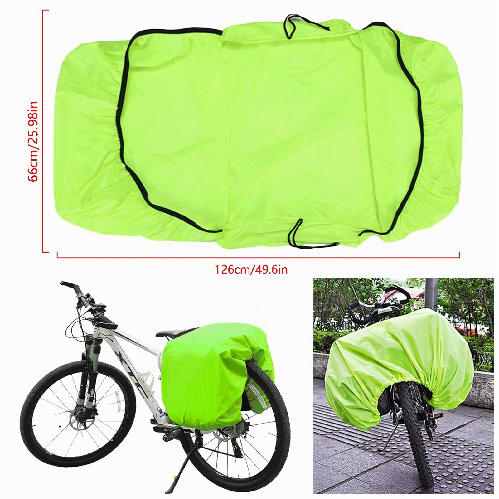 Cubierta De Lluvia Para Bicicleta, 126cm * 66cm Cubierta Impermeable Cesta De Bicicleta, Ultrafino Y Ultraligero Fundas Impermeables Para Cestas, Adecuado Para La Mayoría De Bicicletas