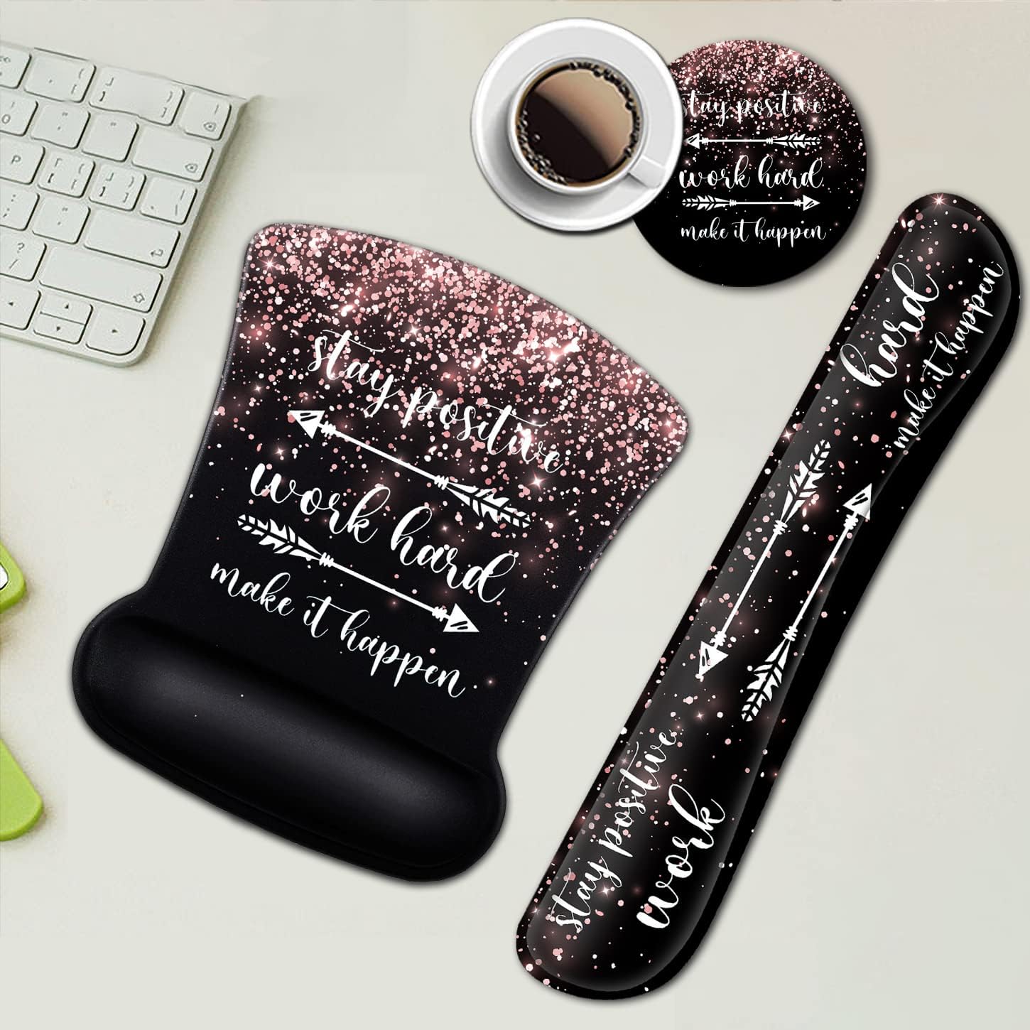 Mouse Pad Wrist Support and Keyboard Wrist Rest Set