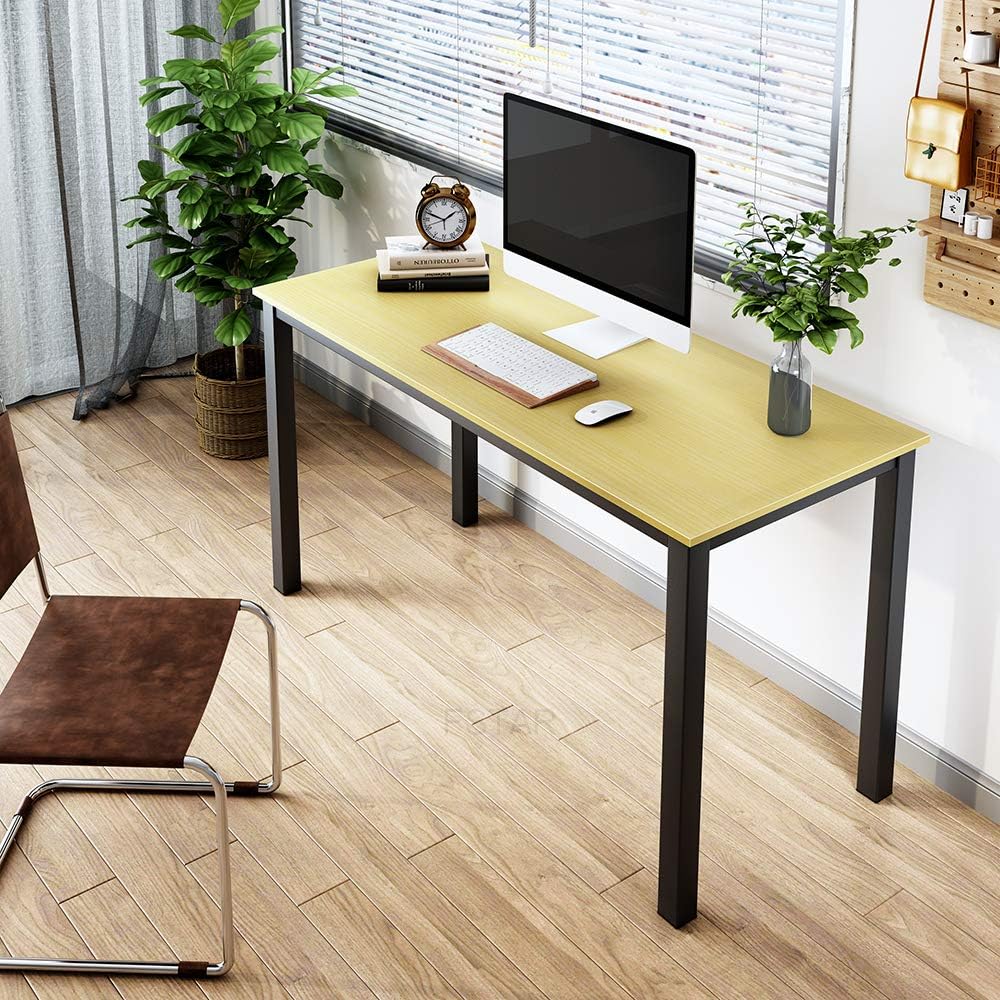 New Product FSTAR 55 Writing Desk Sturdy Home Office Desk Modern Simple Design Computer Desk Writing Table for Home Office Large Space Workstation Metal Frame (55, Oak)