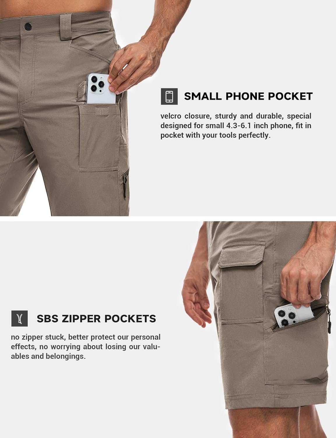 Moosehill Men's Hiking Cargo Shorts Quick Dry Work Shorts for Men Casual Tactical with 7 Pockets Waterproof No Belt - Image 4