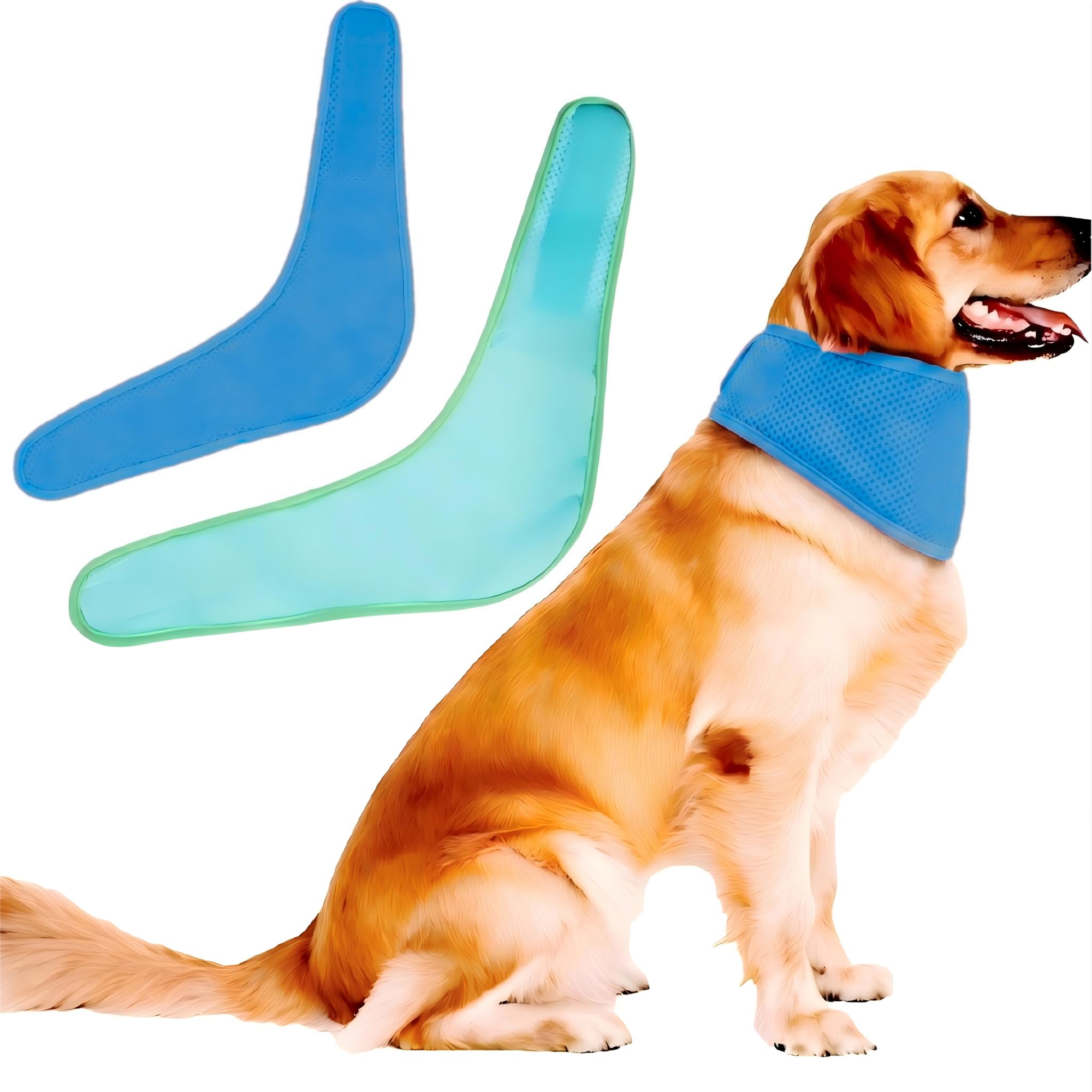 2Pcs Dog Cooling Bandana, Breathable Cooling Neck Wrap, Adjustable Summer Ice Scarf for Small Medium Large Dogs, Reusable Dog Summer Essentials for Walking Camping Hiking All Breed Dogs(Blue.Green, M) — image 1