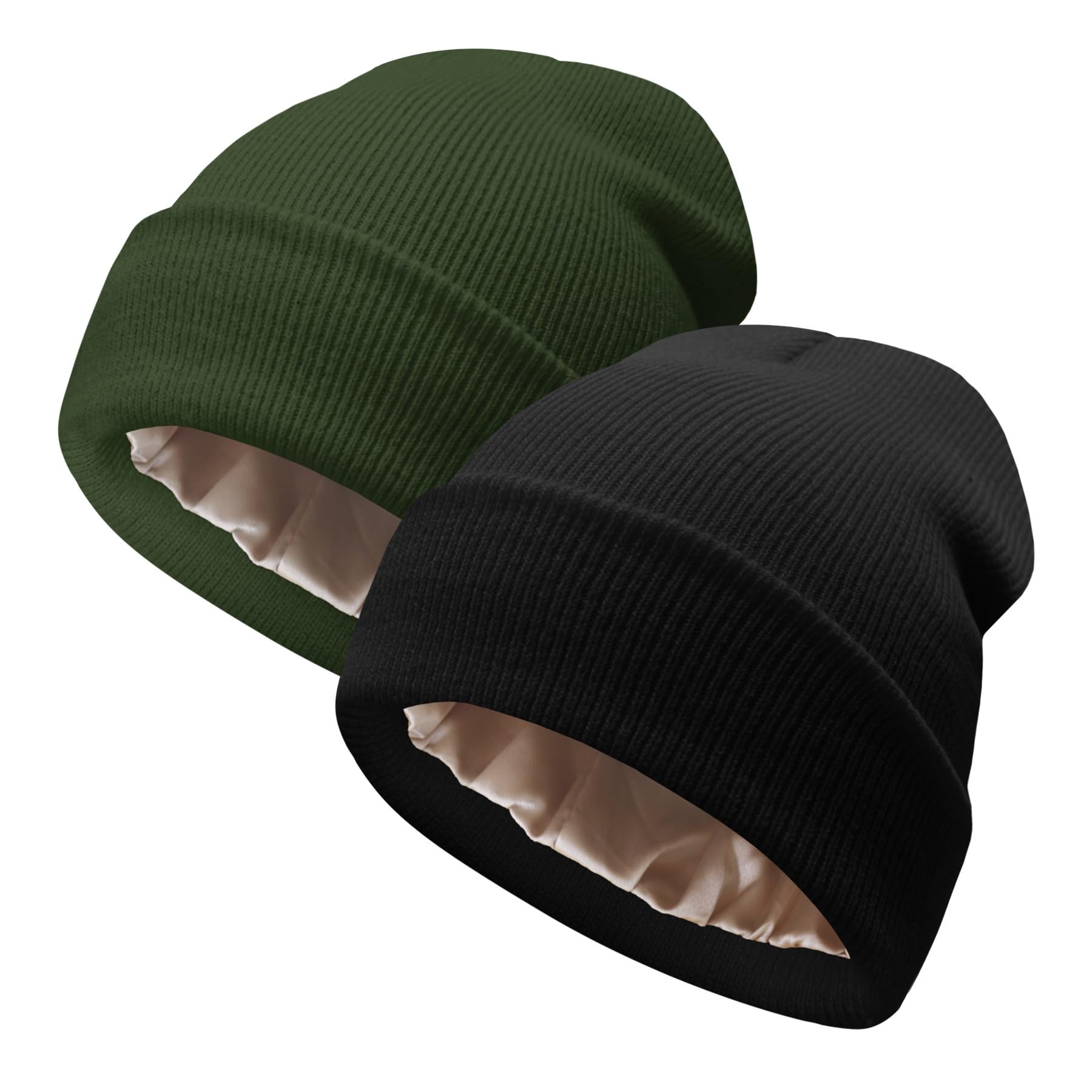 JYxingchi Satin Lined Beanie for Women Men Winter Warm Soft Lining Cuffed Knit Hats Silk Lined Beanie for
