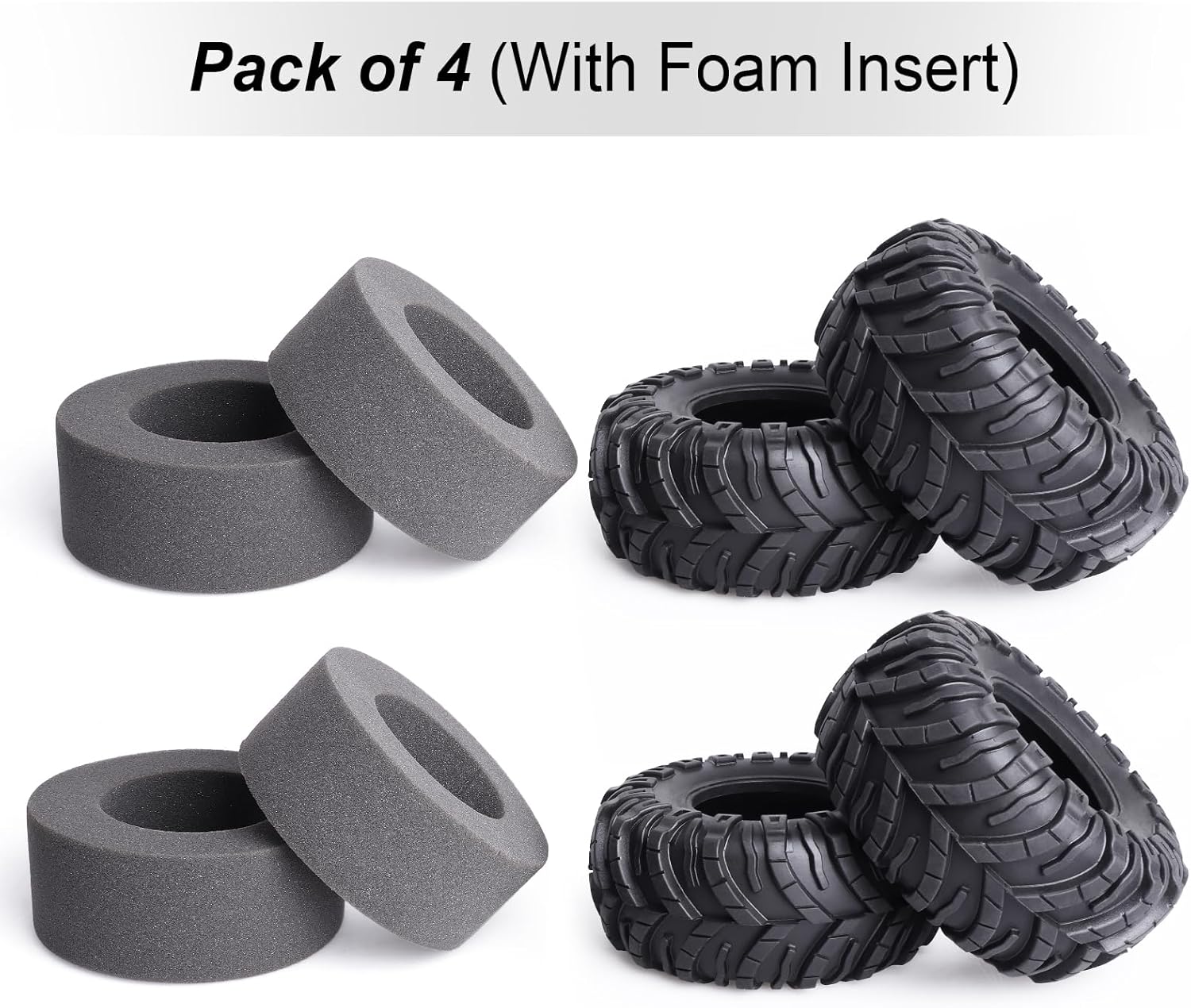 HobbyPark 2.2 Mud Tires Crawler Tyres fit 2.2 Beadlock Wheels for Traxxas TRX4 Axial SCX10 II III Redcat Gen8 Gen7 Everest 10 Rock Crawling with Foam, 4Pcs