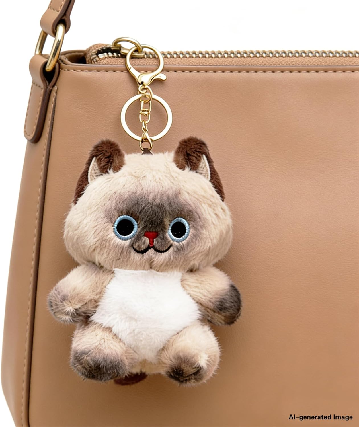 AGLOO Siamese Cat Keychain Bag Charm – Adorable Plush Keychain for Backpacks,Gifts for Women, Cat Lovers, and Stylish Accessory Decor