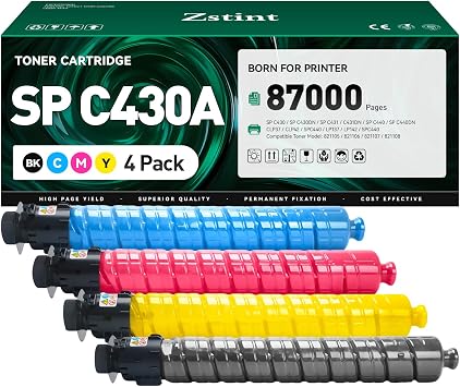 SP C430A C440DN Toner Cartridge Set 4-Pack High Yield Replacement for Ricoh 821105 821106 821107 821108 Compatible for Ricoh SP C430 C430DN C431 C431DN C440 C440DN LP137 142 SPC440 CLP37 CLP42 Printer