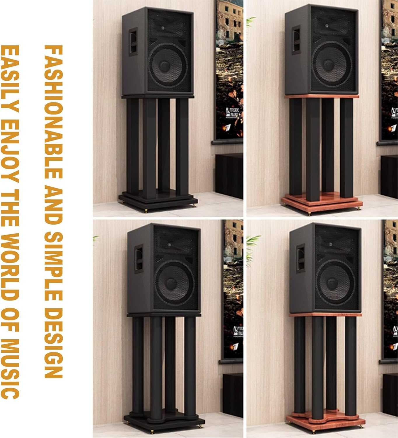 Universal Floor Speakers Speaker Stand Subwoofer Speaker Stands Shock Absorber Audio Bracket Surround Sound Speaker Stands for Home Theater,D,38x38x115cm