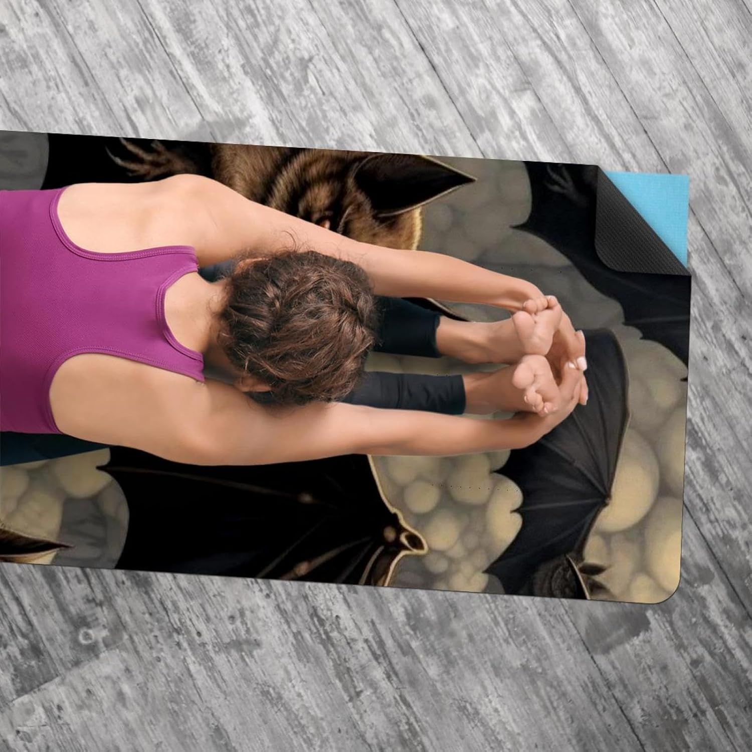 Yoga Towel, Bat Pattern Non Slip Sweat Absorbent Hot Yoga Mat Towel for Hot Yoga, Pilates and Fitness - 72.8" x 26.8"