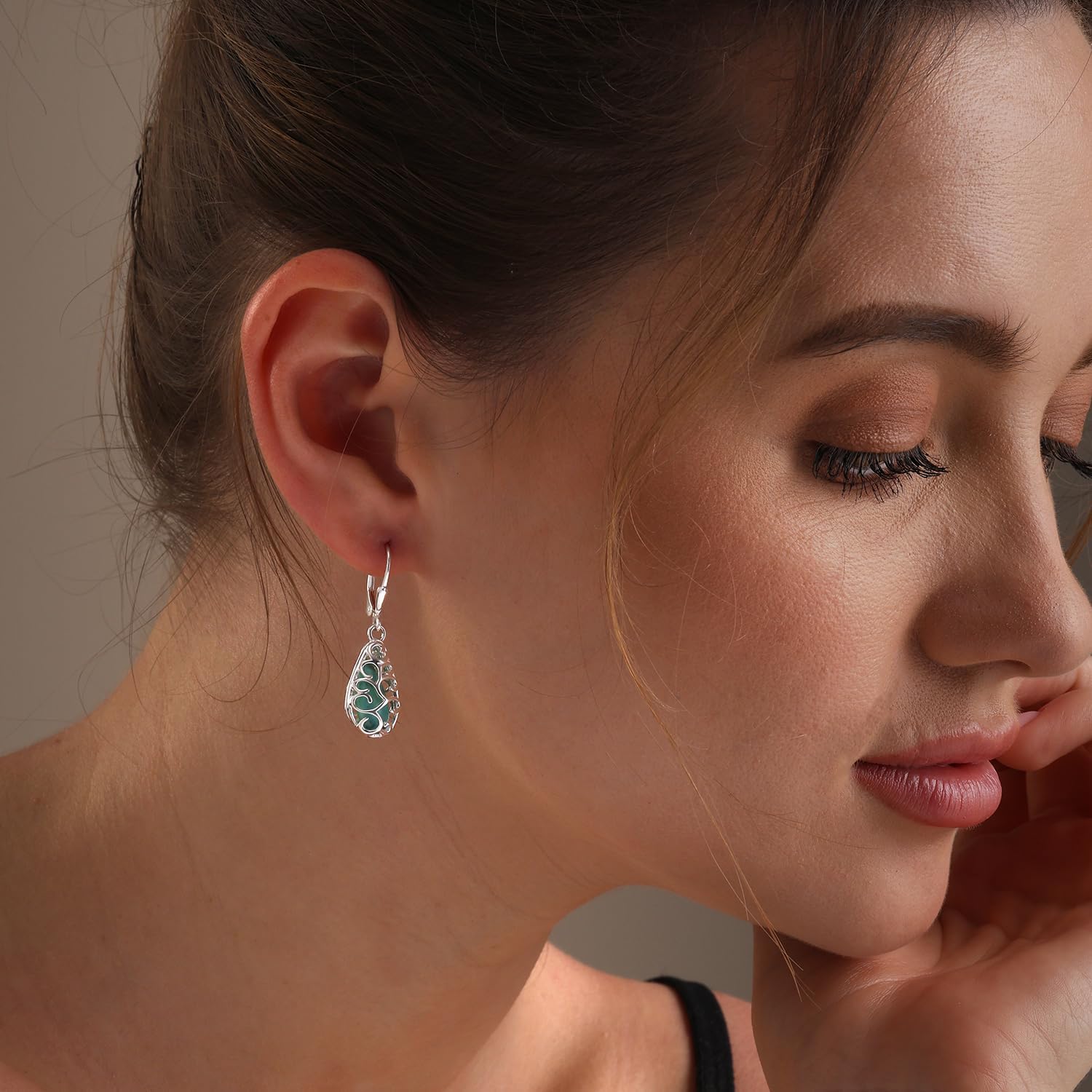 LeCalla 925 Sterling Silver Filigree Dangle Drop Leverback Earrings for Women | Long 925 Silver Dangle Leverback Earrings Hypoallergenic Filigree Tear drop Earrings Jewelry