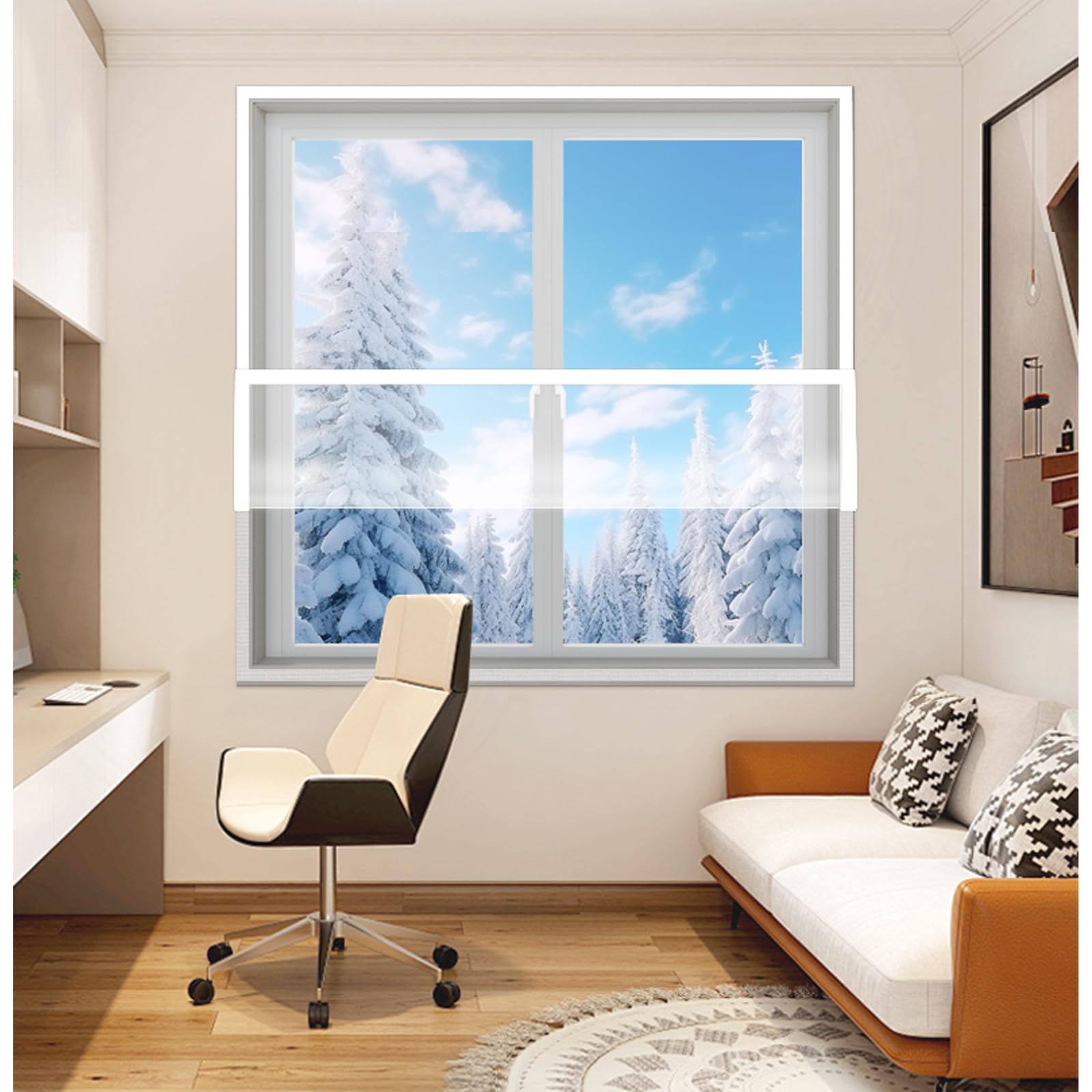 Window Insulation Film for Winter, Transparent Secondary Glazing Kit for Windows & Doors,for Window Draft Excluder Film, Window Cold Blocker, Thermal Window Film (190x260cm)