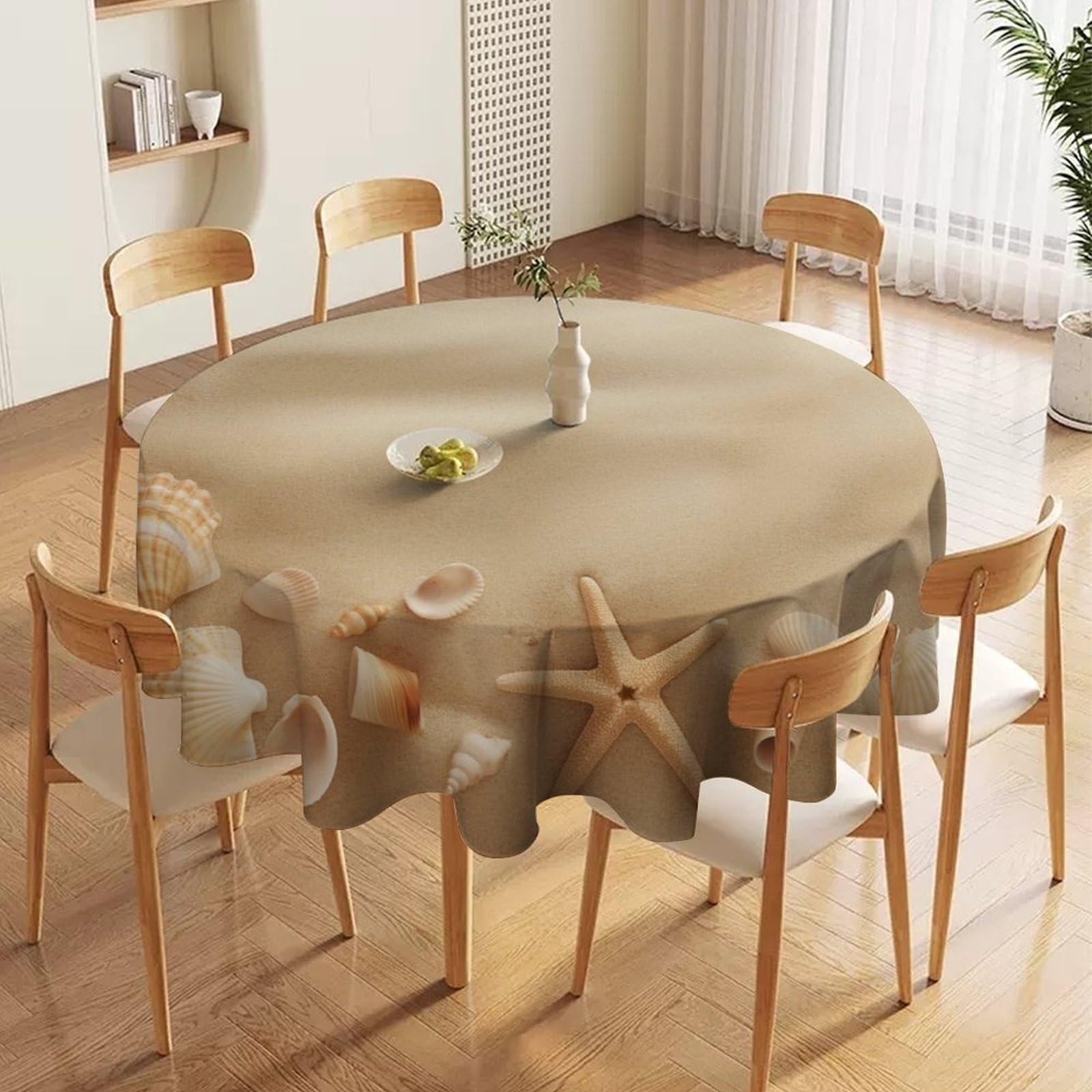 ORDOBO Round Table Cover -Purple Flowers Fashion Tablecloth Protector 3D Print Wipeable Outdoor Table Cover For Kitchen Dining Home Decoration 152X152Cm