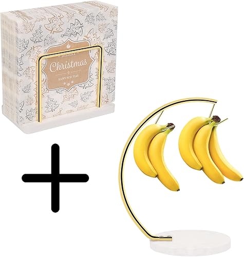 Servilletero + soporte de plátano de doble gancho con base de mármol, dispensador de papel de seda independiente moderno de metal y organizador de disponible en Yaxa Costa Rica