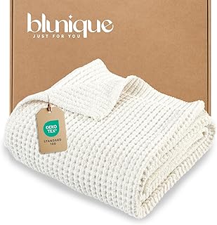 Waffle Knit Throw Blanket, Luxury Cozy Chunky Knit Throw Blanket for Cou...