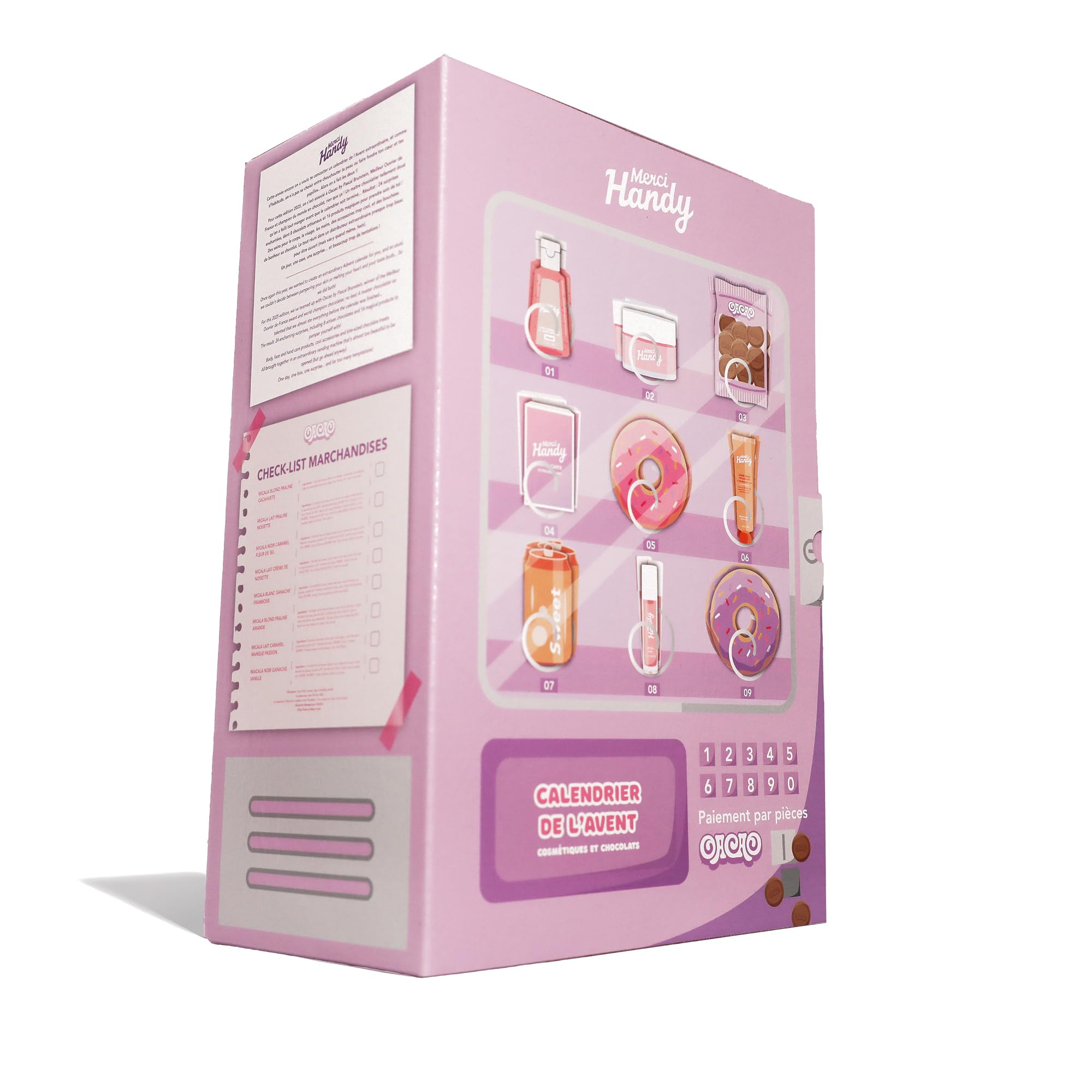 Merci Handy - Calendrier de l'Avent 2025-24 surprises enchantées - 16 cosmétiques, 8 chocolats - Combo beauté-chocolat unique - Édition limitée avec collaboration prestigieuse - 100% recyclable