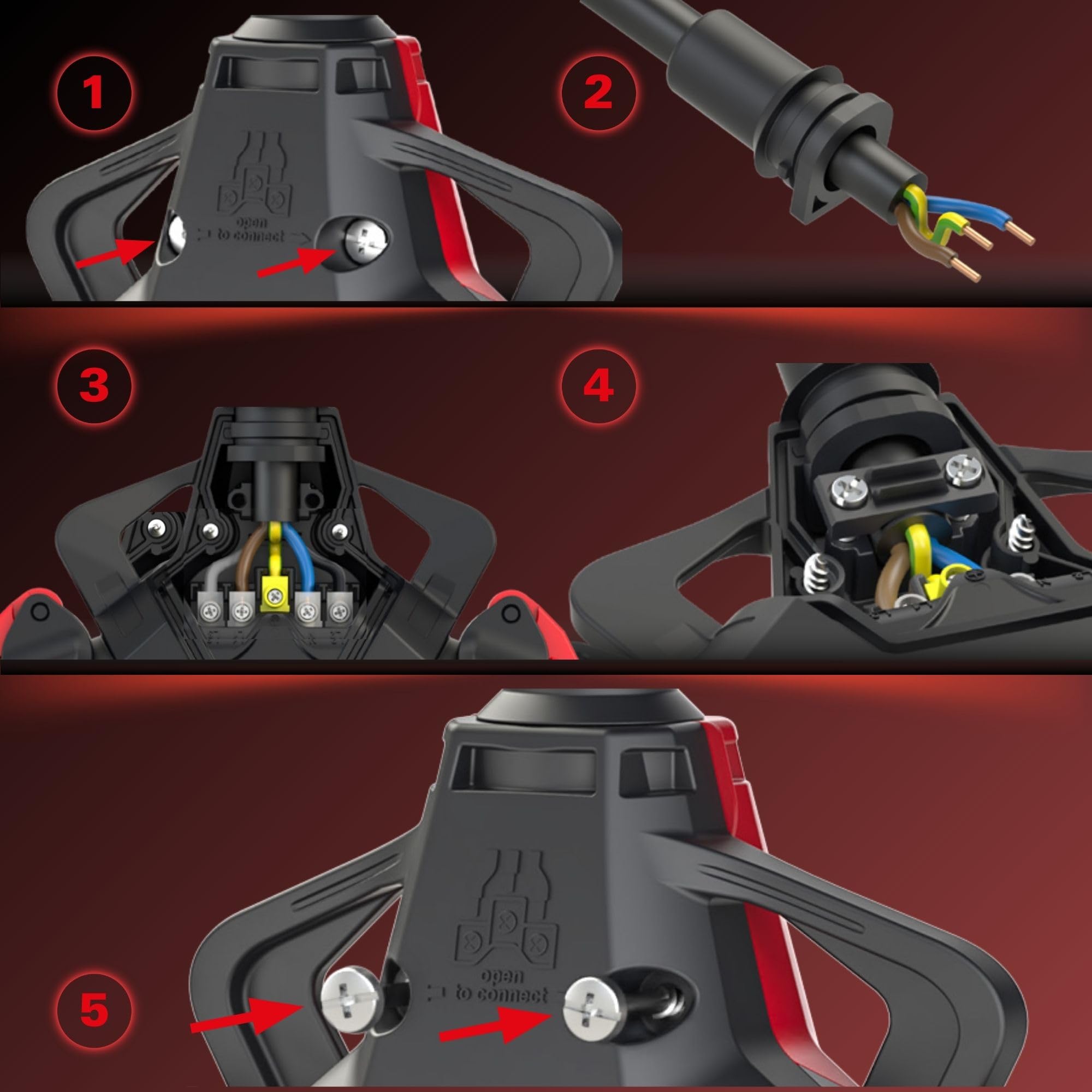 PCE 253711-sr5 Taurus2 3-Wegekupplung Gummi - IP54 Schutzkontakt Kupplung | Robuster 3-fach Verteiler Stecker mit Deckelband für Baustelle & Outdoor, 16A 250V, Zugentlastung & Knickschutz