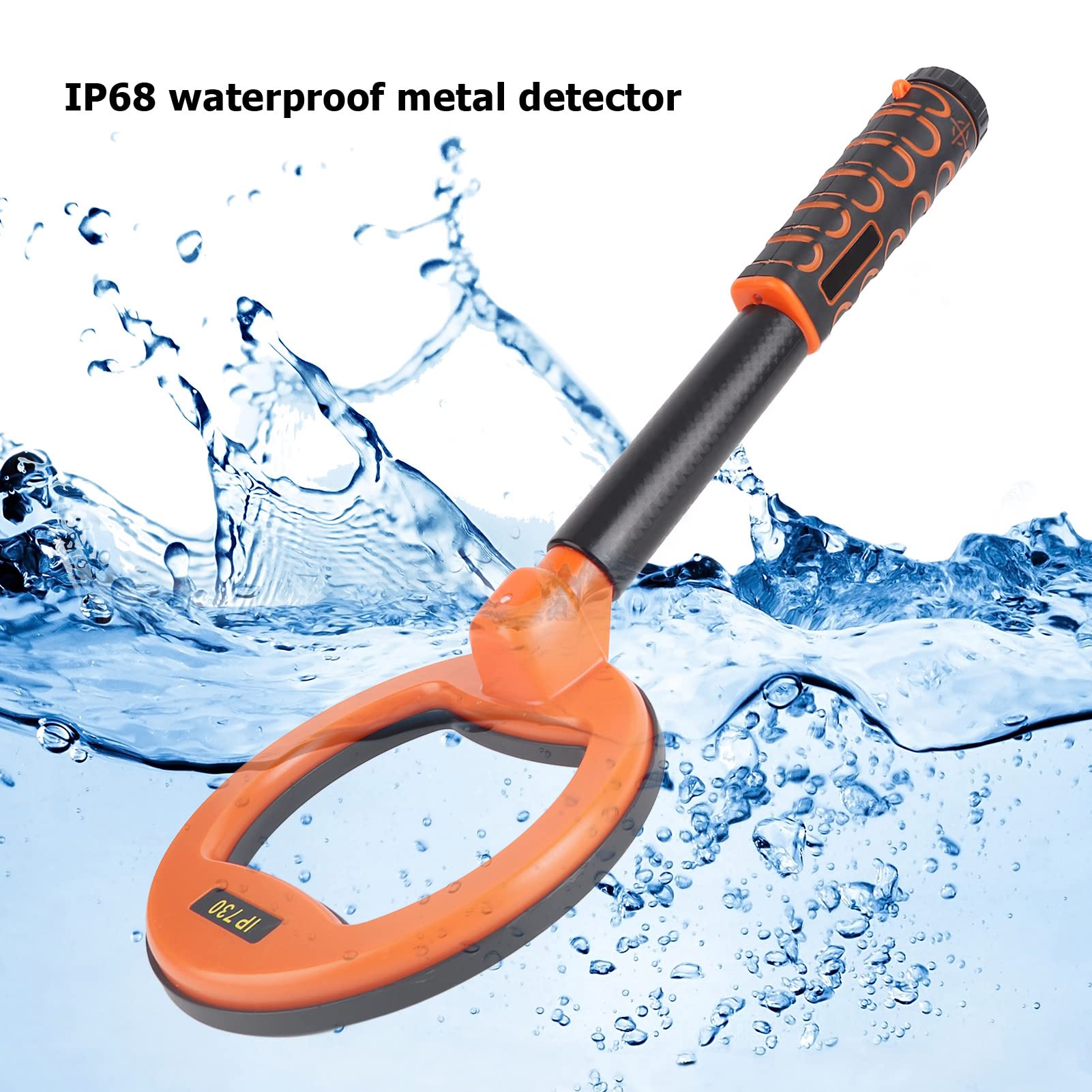 Metal Detector Subacqueo, IP68 Impermeabile 3.9 4.7 Pollici Gamma di Rilevamento Gold Silver Detector con Suono di Allarme, Batteria Al Litio 6F22 1600mAh, Rilevatore Portatile di Oro (Arancia)
