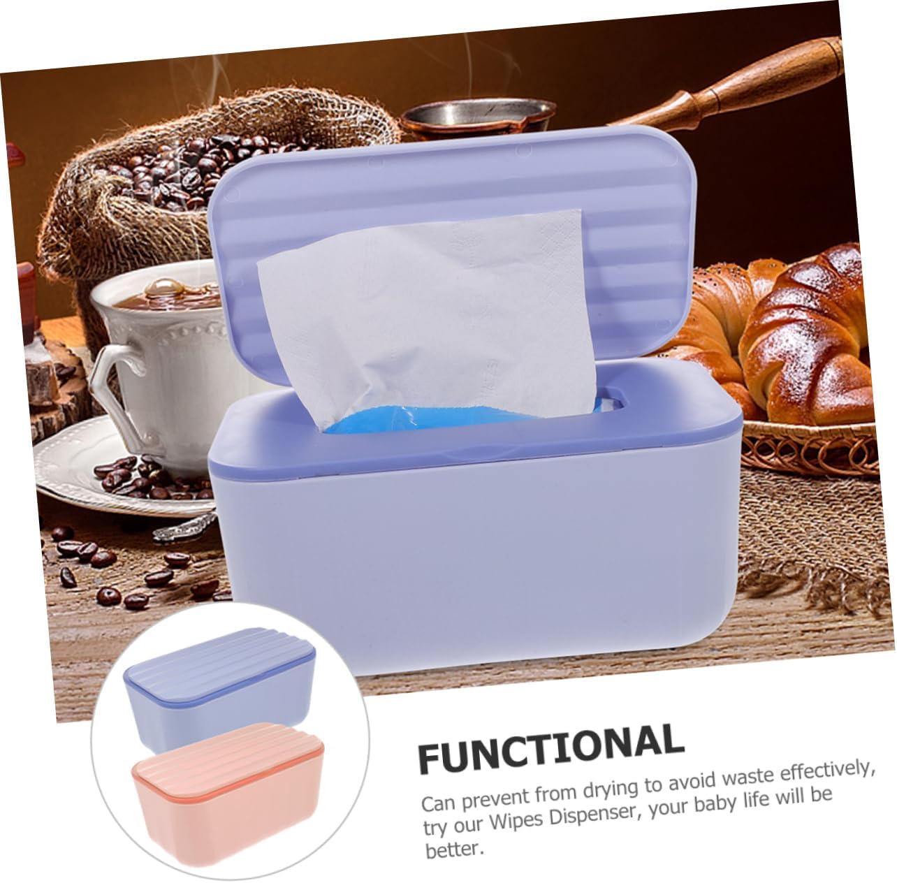 Homoyoyo 2Pcs Wipe Dispenser Storage Box with Sealing Lid Refillable Container for Care Portable Tissue