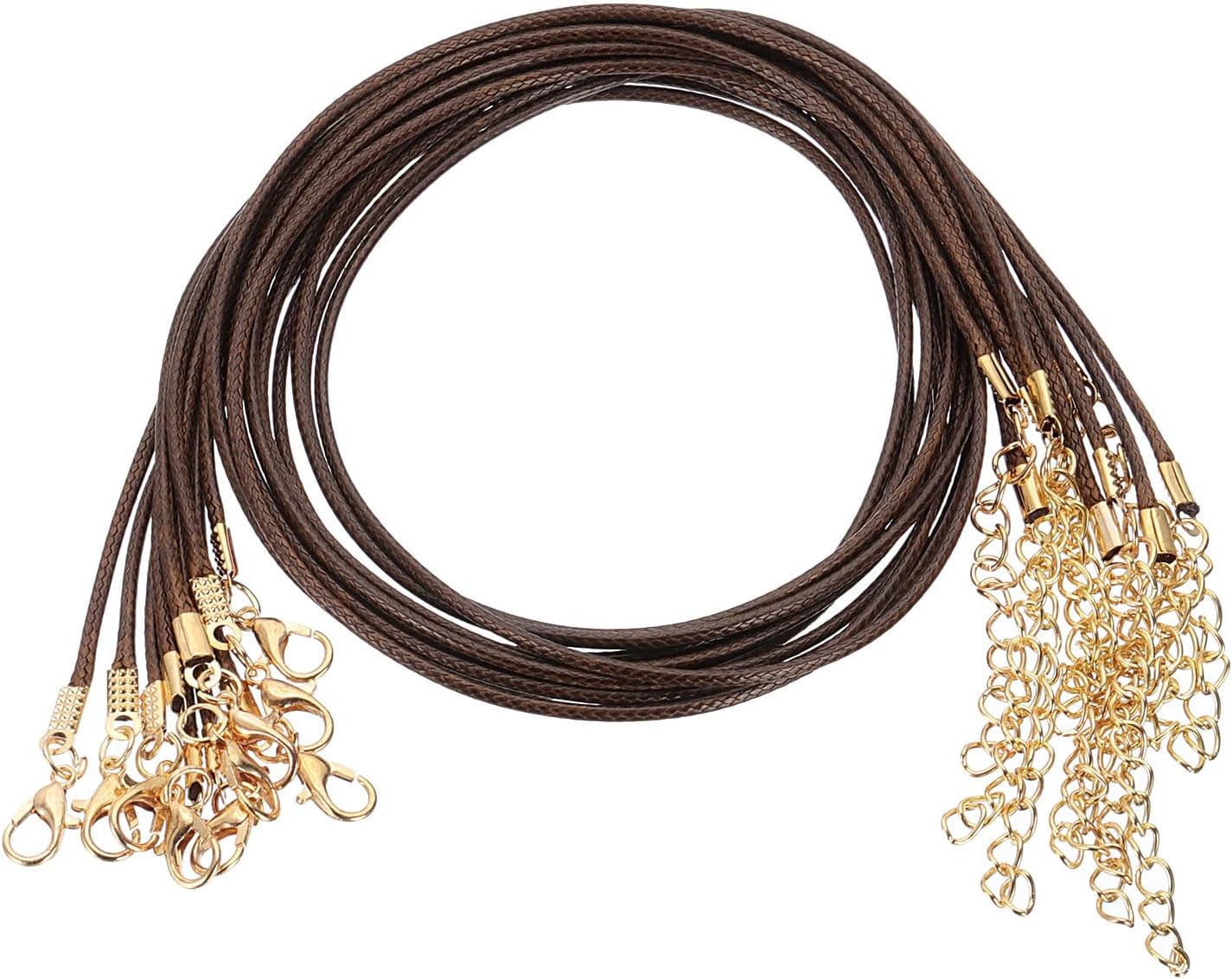 HARFINGTON 20pcs Waxed Necklace Cord Bulk, 18 Inches and 2mm Dia Necklace String Rope with Clasp for Pendants, Bracelets, Necklaces, Jewelry Making Beading Supplies,Brown