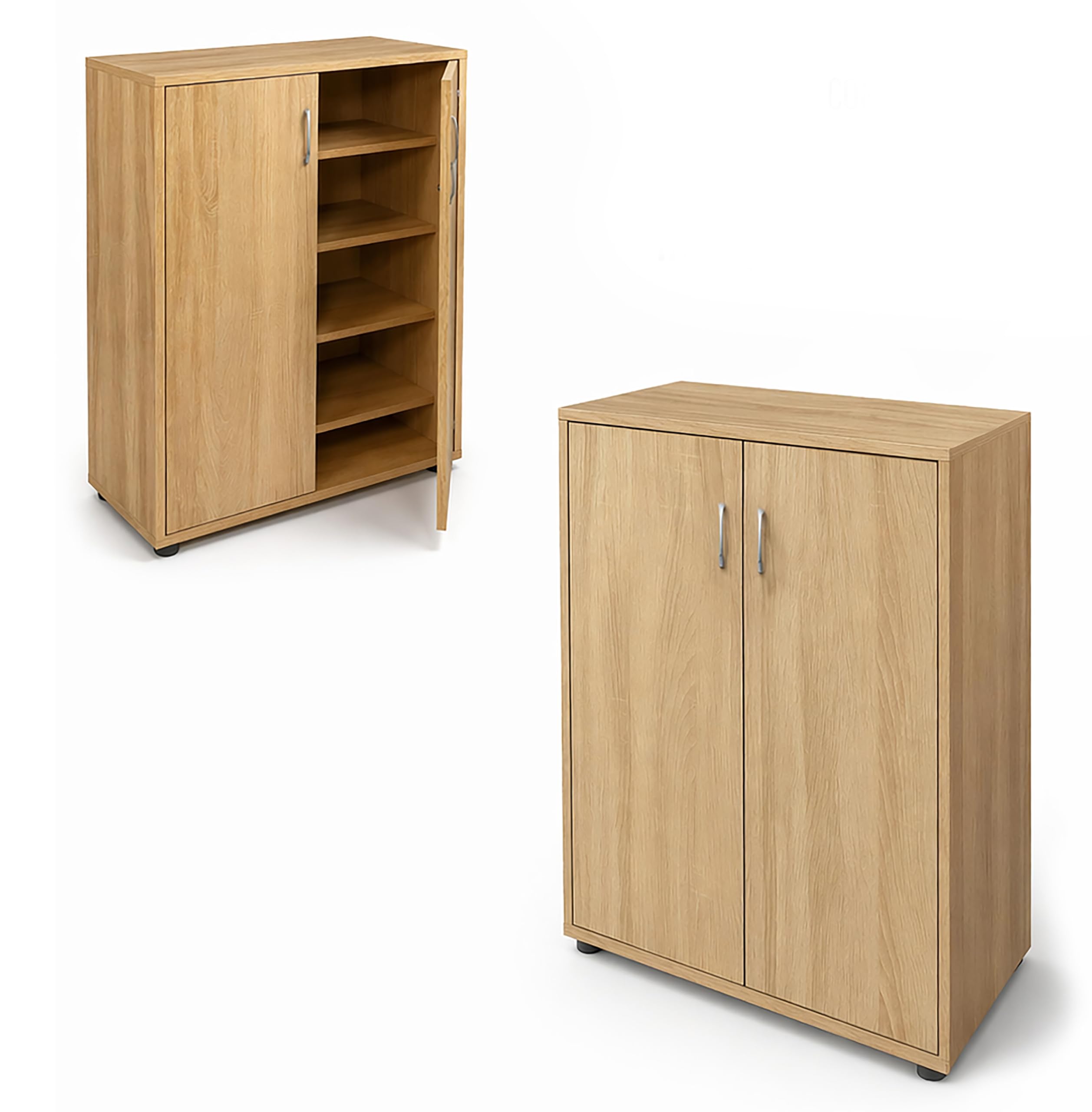 Mobile Scarpiera in Legno 4 Ripiani 60X30X83.5CM - Salvaspazio, Multiuso, 2 Ante, con Maniglie, Compatta, Versatile, d'Arredo, Camera da Letto, Ingresso, Organizer - Effetto Venato (Rovere)