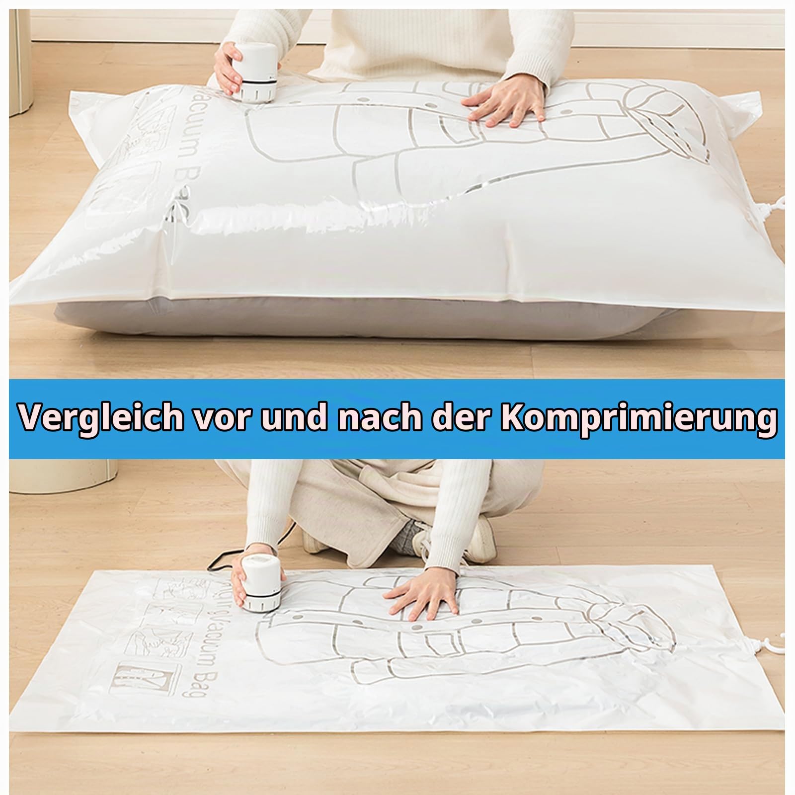 6 Stück Vakuumbeutel für Kleidung, Hängend Vakuumierbeutel Kleidung, Vakuum Kleiderbeutel mit Kleiderhaken für Anzüge, Vacuum Bags for Clothing, Vakuumbeutel mit Haken Platzsparend für Kleidung Staubs Küche, Haushalt & Wohnen