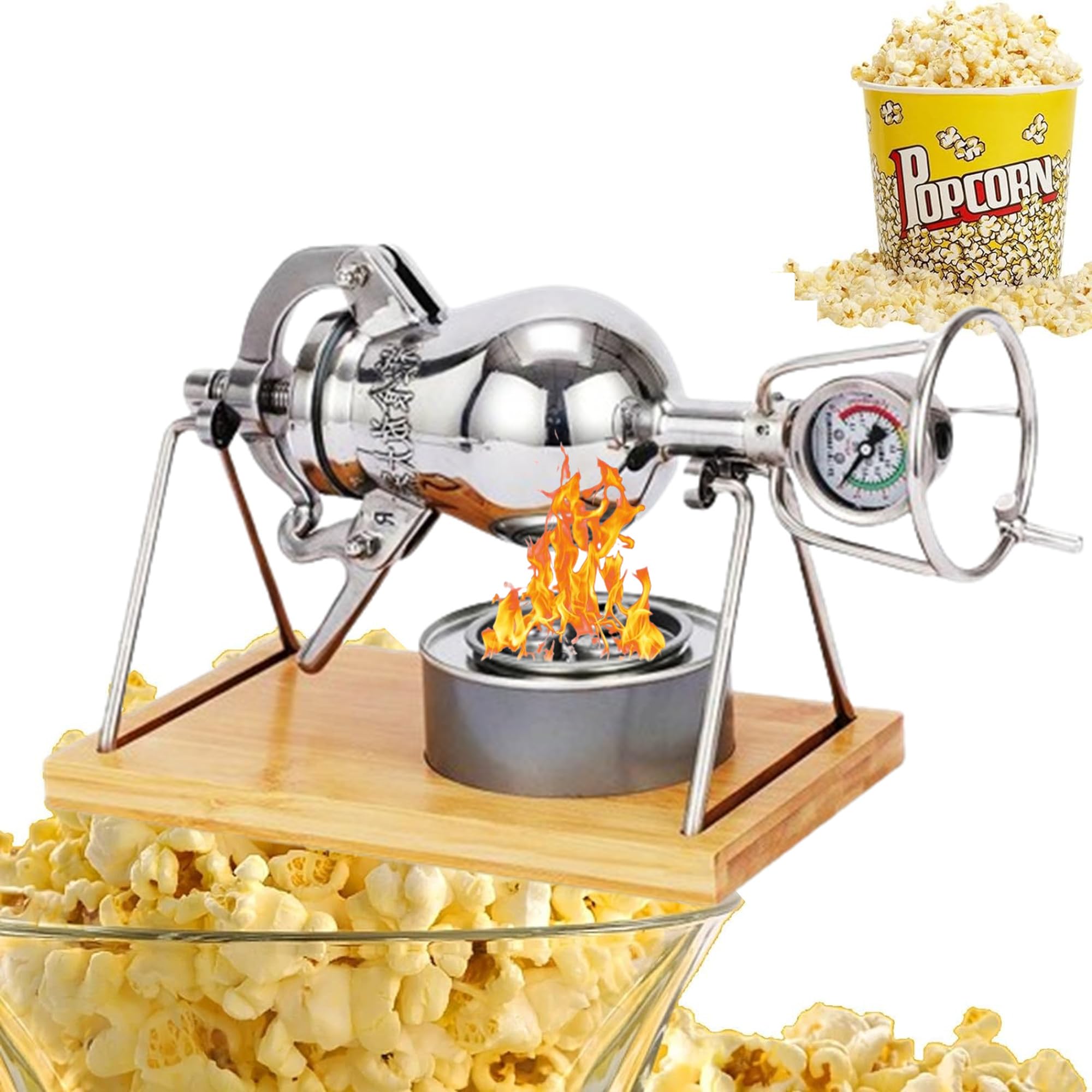 Macchina per Popcorn Vintage, Macchina per Popcorn ad Alta Pressione, Macchina per Popcorn in Acciaio Inossidabile, Grande pressa per Popcorn, per Sala Giochi per Feste in Home Theater, 260