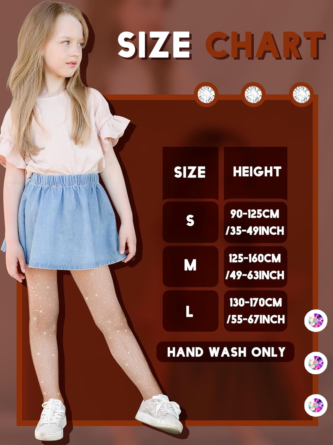 Geyoga 3 Pcs Girls Rhinestone Tights Sparkle Fishnet Kids Bling Mesh Stockings Glitter Hollow out Pantyhose - Image 3