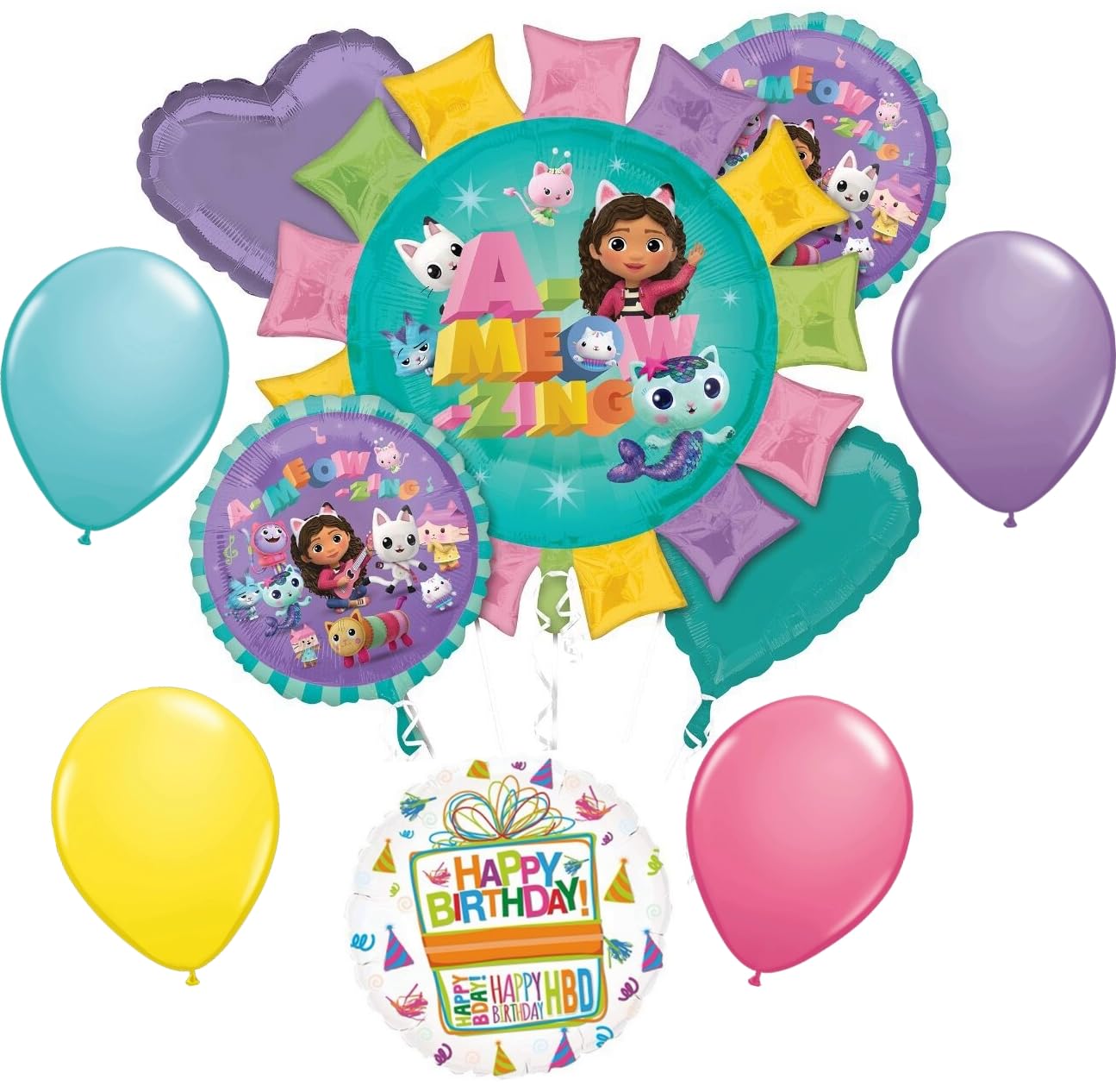 Gabby's Birthday Party Supplies Cats and Dollhouse Balloon Bouquet Decorations