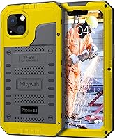 Vista 8 de Mitywah Funda impermeable para iPhone 13, resistente protección contra caídas de grado militar con protector de pantalla integrado, protección
