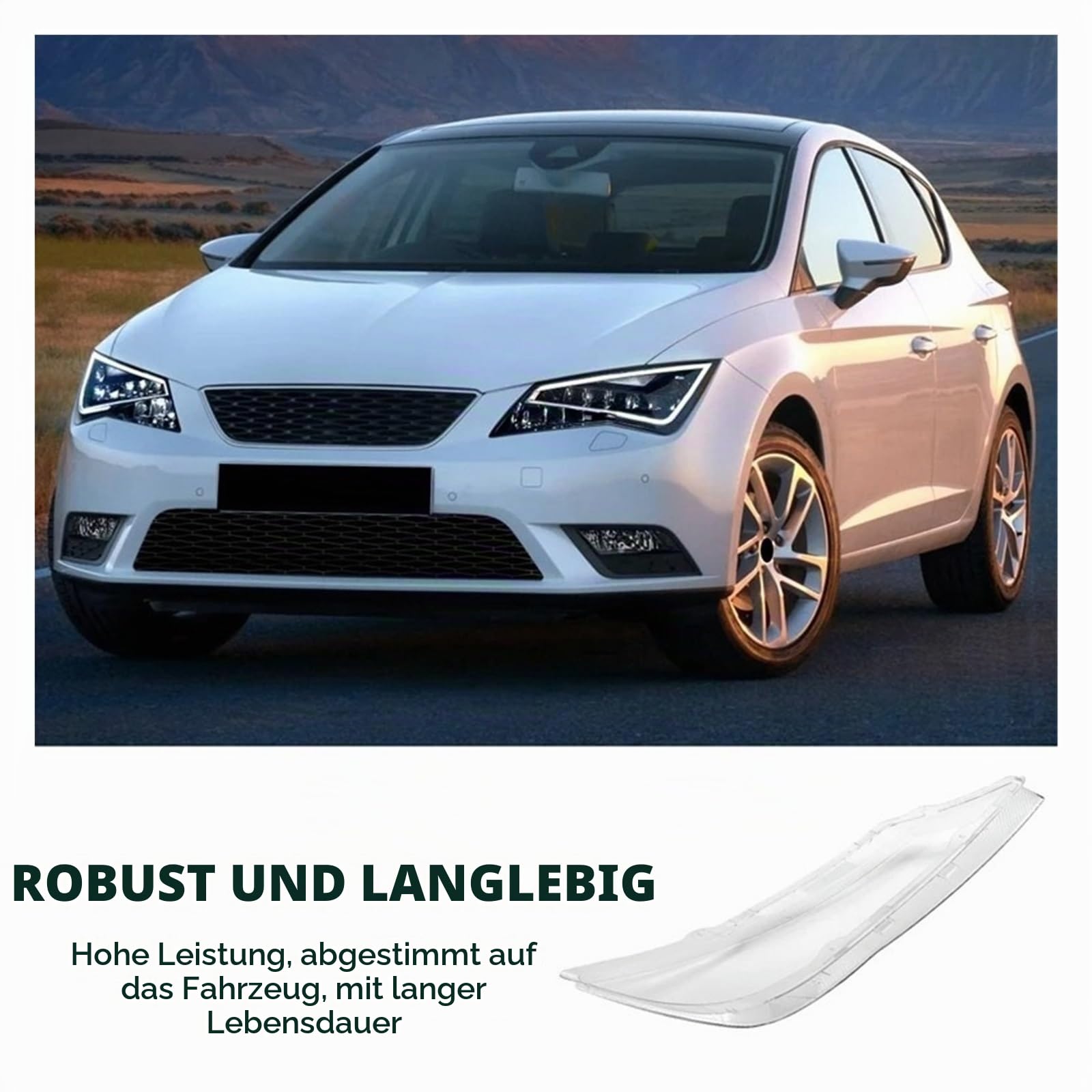 Objektiv Scheinwerfer Glas Für Seat Für Leon 2013-2018 Autoscheinwerferabdeckung Linse Scheinwerferschale Lampenschirm Transparenter Lampenschirm Auto Scheinwerferabdeckung(Left)