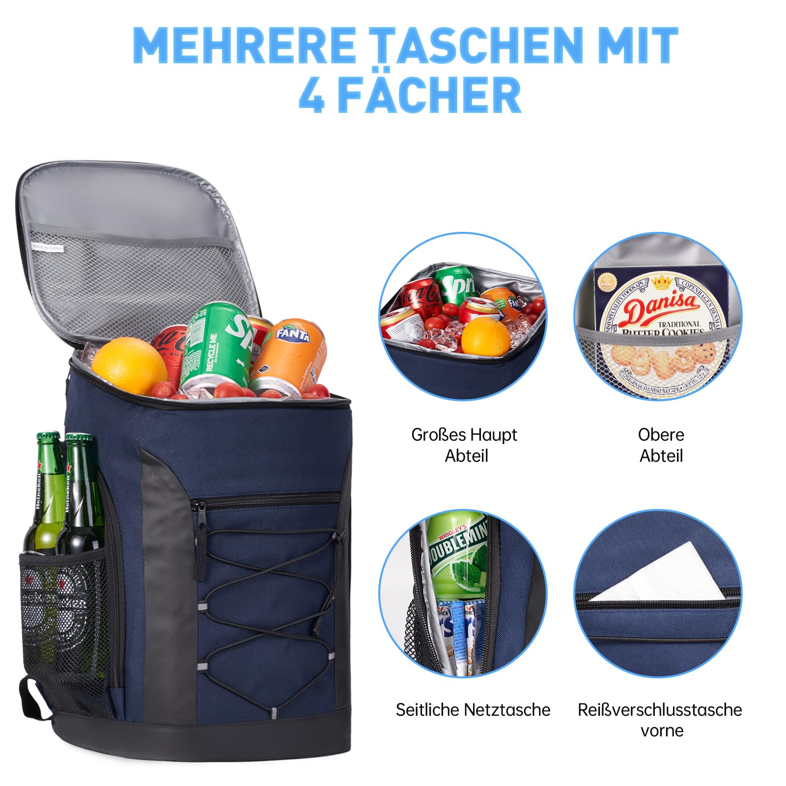 30L Kühlrucksack, Groß Kühltasche Rucksack Picknickrucksack Isoliert Cooler Bag, Bierrucksack Männer Frauen für Picknick/Strand/BBQs/Camping/Ausflügen