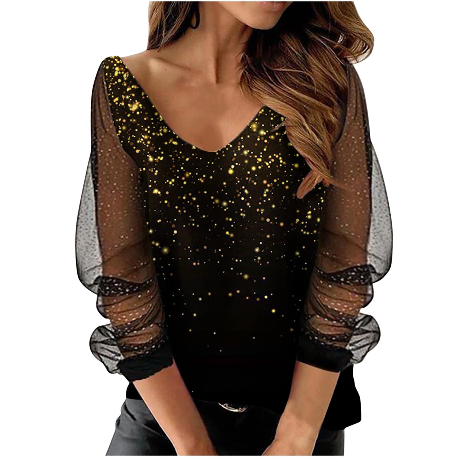 NUSGEAR 2022 Camiseta de Mujer,Elegante Manga Larga Color sólido Blusa Camisa Moda Casual Cuello en V Basica Jersey Sudadera Suelto Primavera Verano Cómodo Tops Fiesta T-Shirt Original
