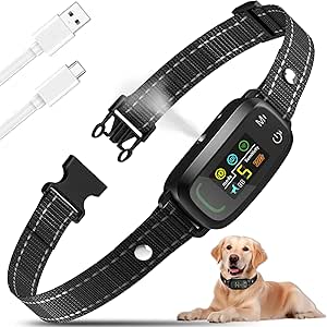 Anti Bark Collar for Dogs, No Shock Citronella Dog Collar, Rechargeable Stop Barking Device with 5 Adjustable Levels, Vibration/Sound/Spray 5 Modes Dog Training Collar for S/M/L Dogs