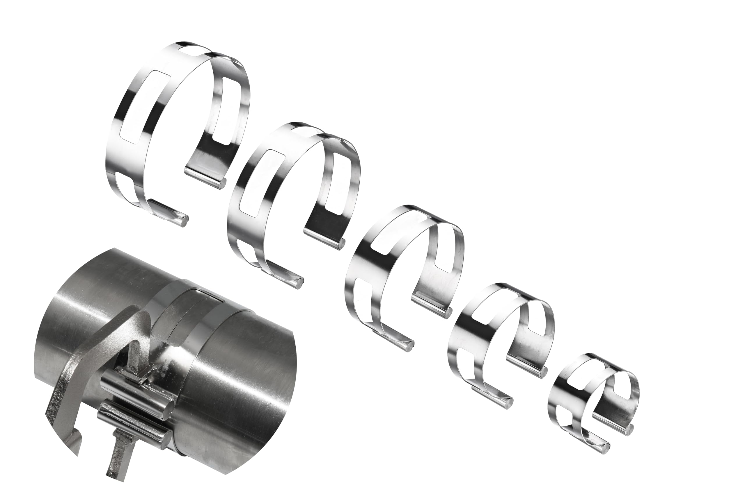 5Piece Stainless Steel Exhaust Pipe Clamps, Universal, for Welding and Exhaust Repairs (2" 2.5" 3" 3.5" 4")