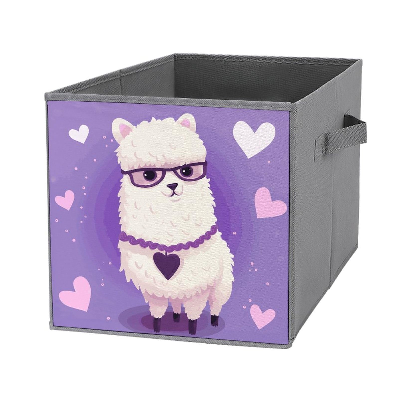 Cubes de rangement pliables avec poignée renforcée et imprimé violet alpaga