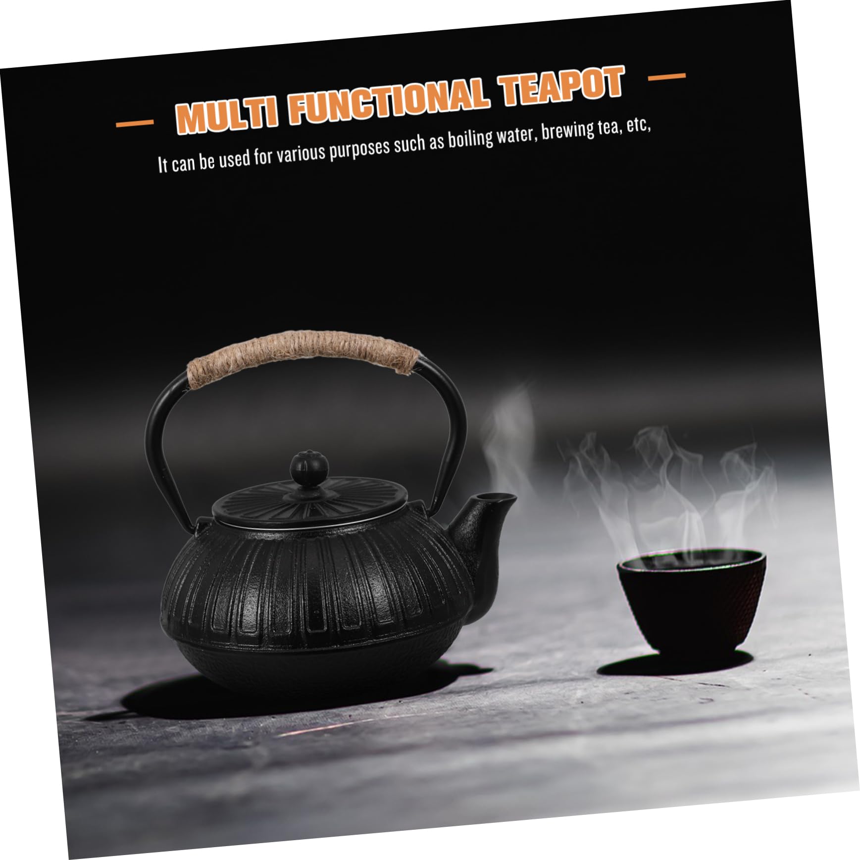 Tetera de Hierro Fundido Japonesa Pequeña de 600ml Negra | Colador para Hojas Sueltas, Diseño Elegante de Estilo Japonés, Uso en Cocina Compartir