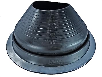 Dektite Metal Roof Pipe Flashing Boots Kit - With Free Screws, Hex Bit Diver, and Pair of Nitrile Coated Gloves #9, Black - Round Base