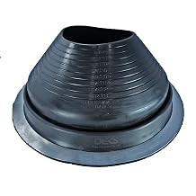 Dektite Metal Roof Pipe Flashing Boots Kit - With Free Screws, Hex Bit Diver, and Pair of Nitrile Coated Gloves #9, Black - Round Base